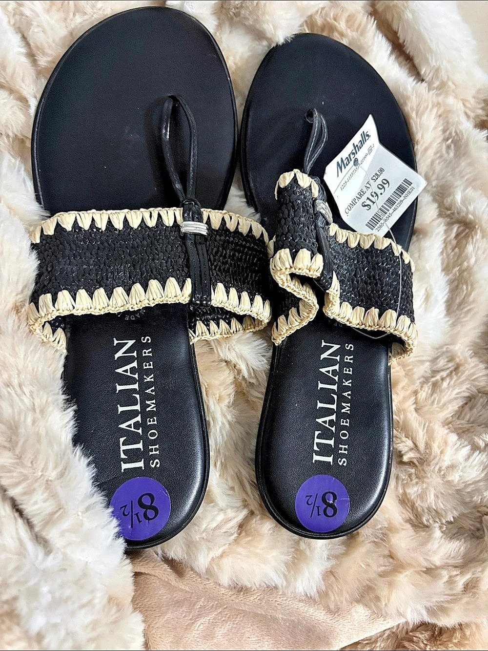 Italian Shoemaker Women's Black & Gold Sandals US 8.5 NWT